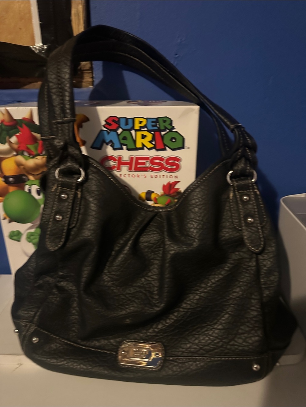 Rosetti Black Textured Leather Shoulder Bag